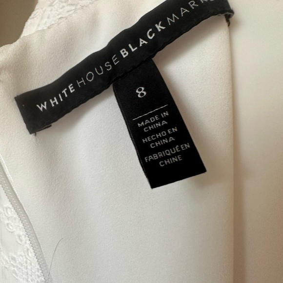 White House Black Market Full length white eyelet V neck side slit dress. Size 8 - Picture 7 of 9